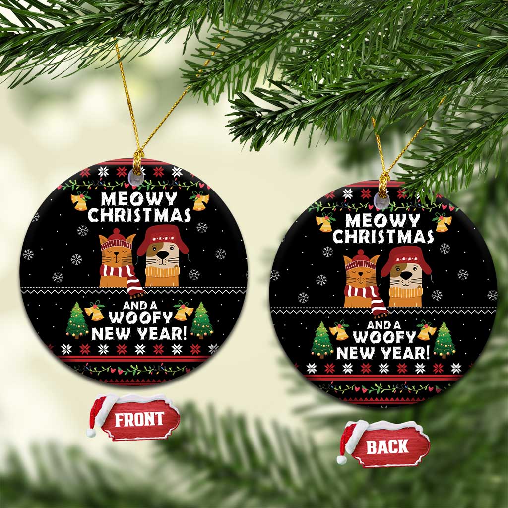 Meowy Christmas And Woofy New Year Ceramic Ornament DT04