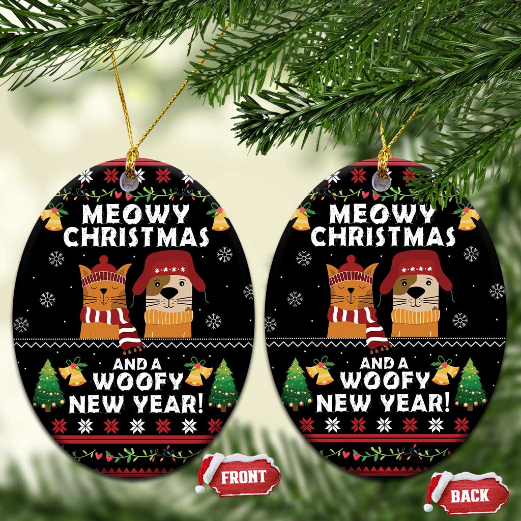 Meowy Christmas And Woofy New Year Ceramic Ornament DT04