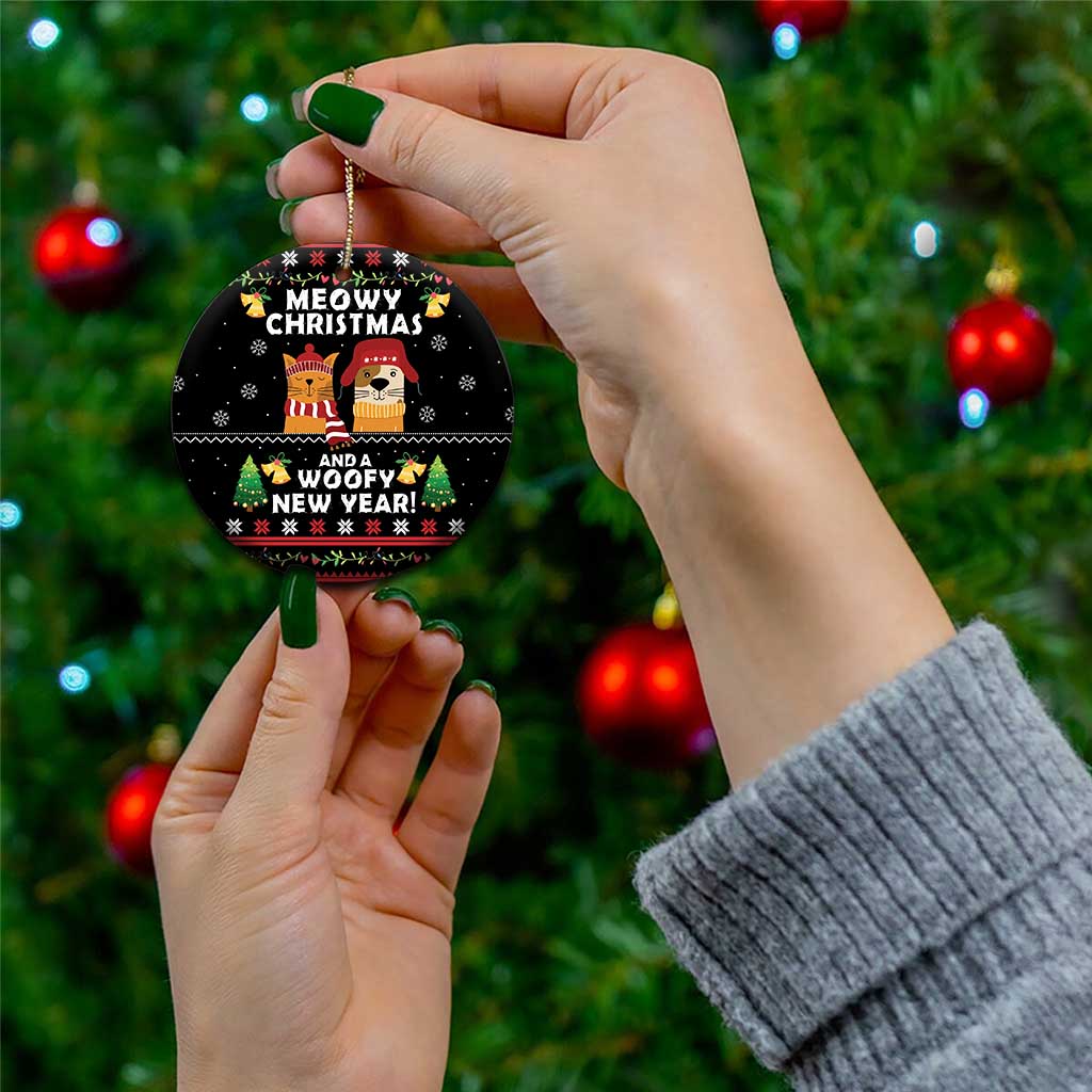 Meowy Christmas And Woofy New Year Ceramic Ornament DT04