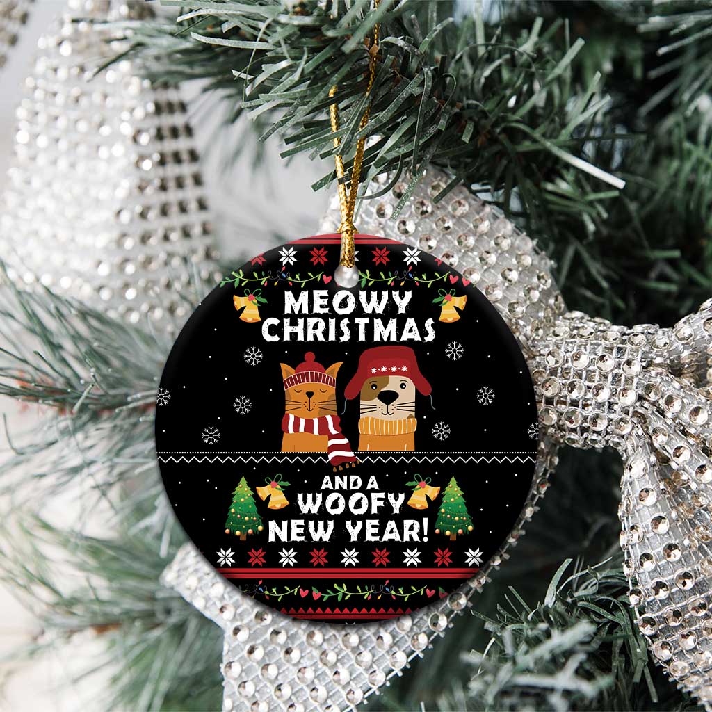 Meowy Christmas And Woofy New Year Ceramic Ornament DT04