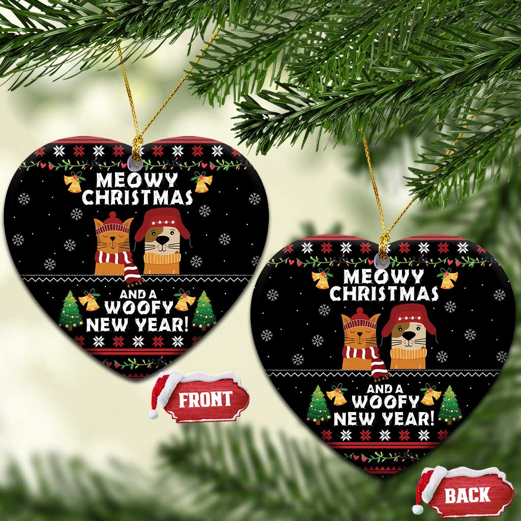 Meowy Christmas And Woofy New Year Ceramic Ornament DT04