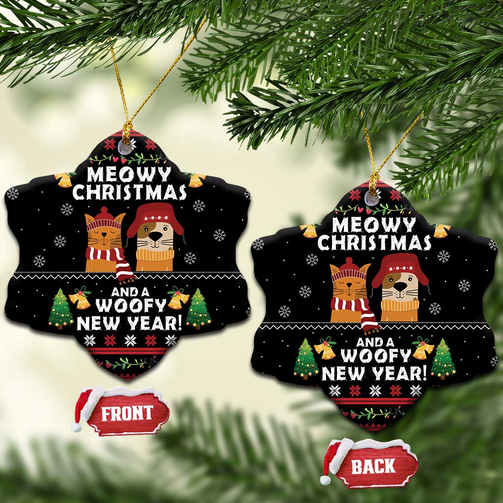 Meowy Christmas And Woofy New Year Ceramic Ornament DT04