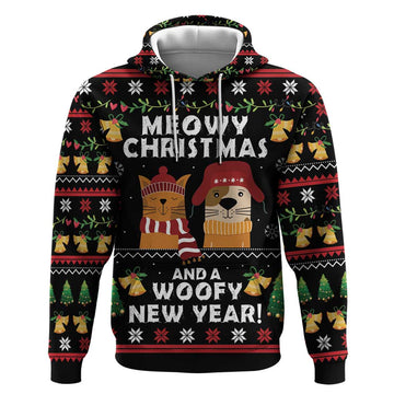 Meowy Christmas And Woofy New Year Hoodie DT04