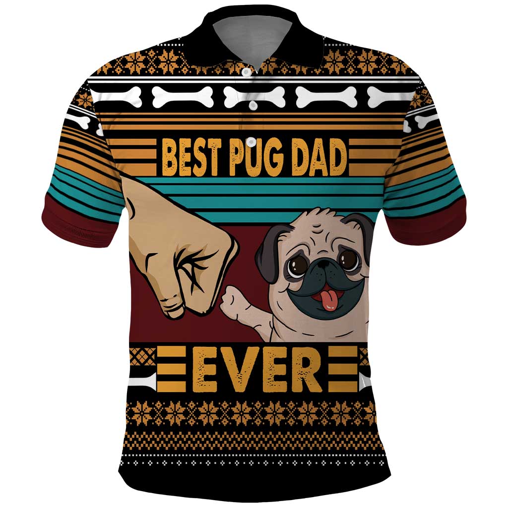 Best Pug Dad Ever Polo Shirt Pug Dog Christmas Awesome Dad DT04