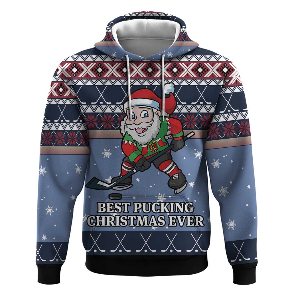 Santa Hockey Best Pucking Christmas Hoodie DT04