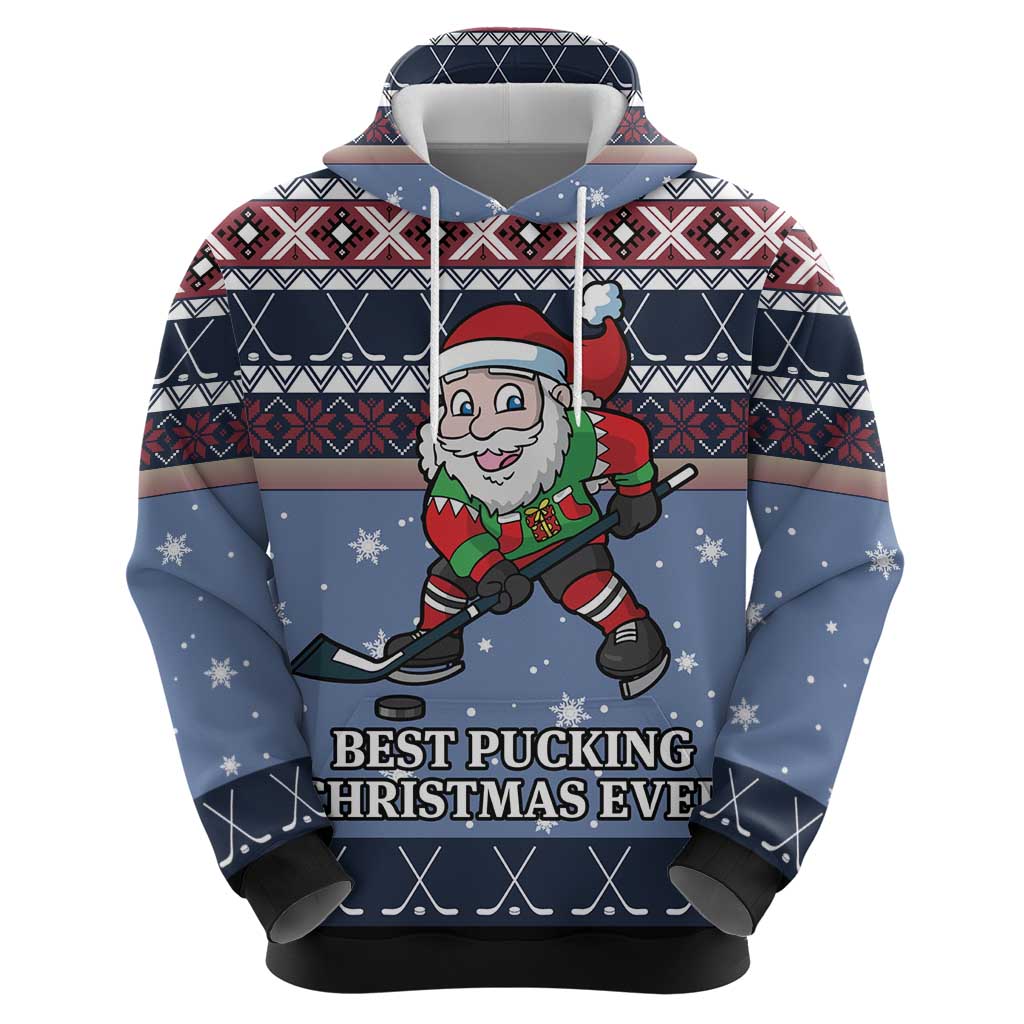 Santa Hockey Best Pucking Christmas Hoodie DT04