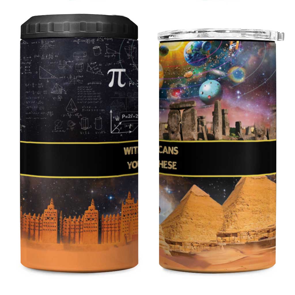 Afro Egyptian Pyramids 4 in 1 Can Cooler Tumbler Ancient African Achievements Galaxy DT04