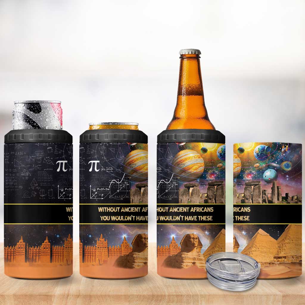 Afro Egyptian Pyramids 4 in 1 Can Cooler Tumbler Ancient African Achievements Galaxy DT04