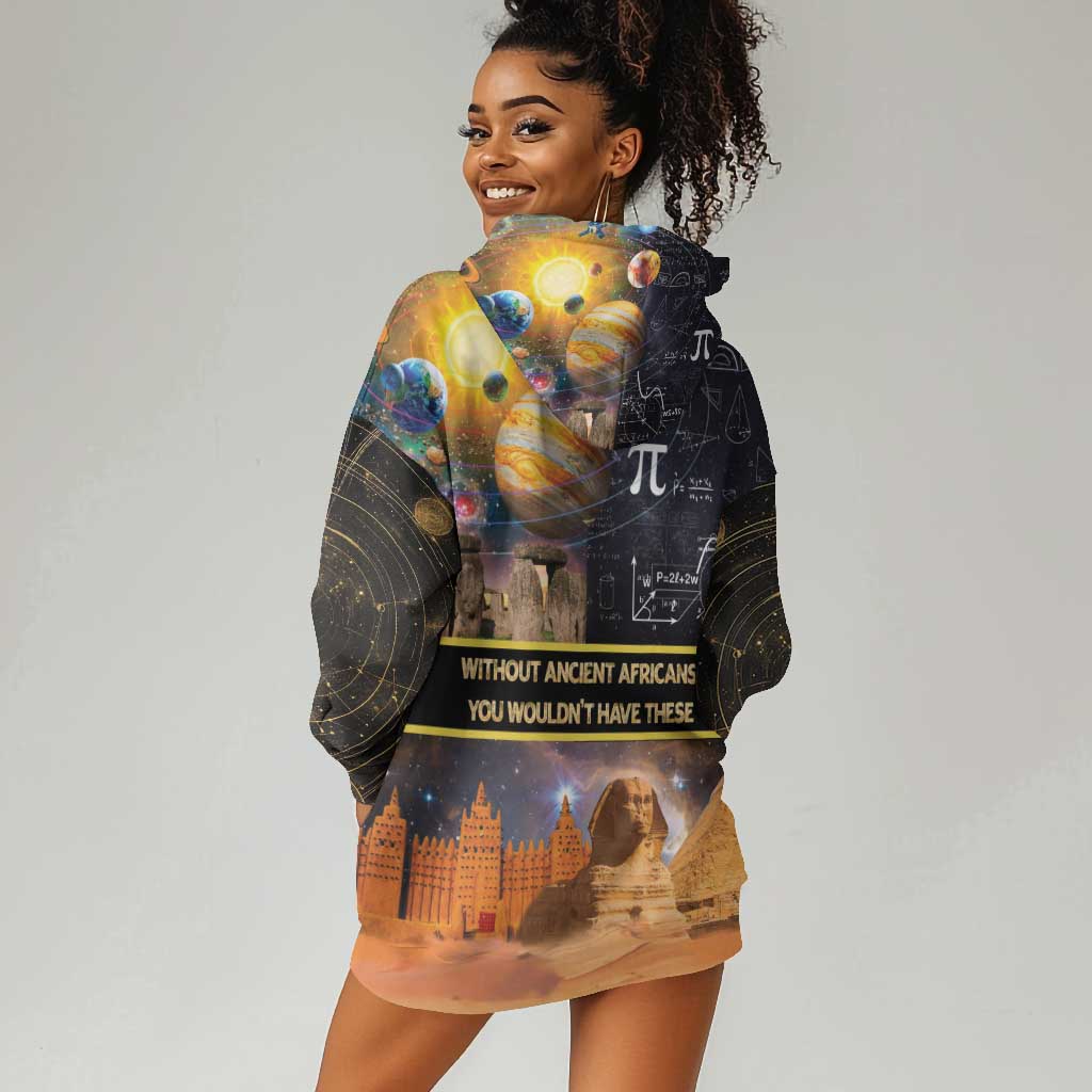 Afro Egyptian Pyramids Hoodie Dress Ancient African Achievements Galaxy DT04