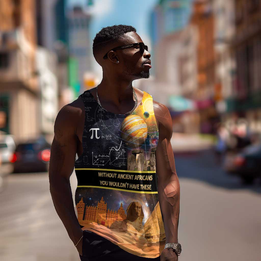 Afro Egyptian Pyramids Men Tank Top Ancient African Achievements Galaxy DT04