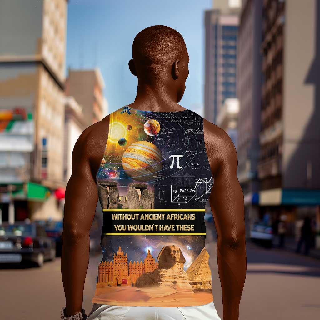 Afro Egyptian Pyramids Men Tank Top Ancient African Achievements Galaxy DT04