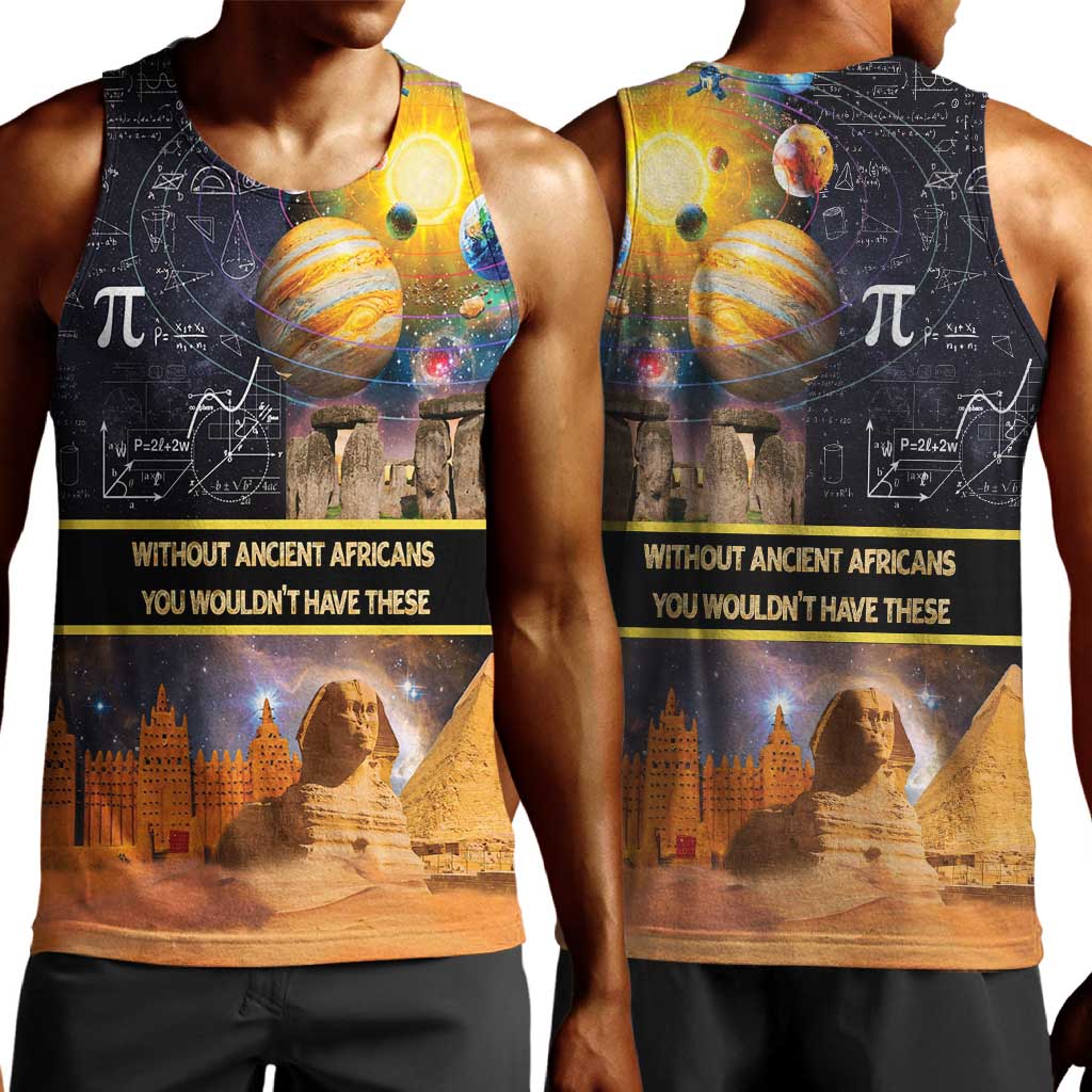 Afro Egyptian Pyramids Men Tank Top Ancient African Achievements Galaxy DT04
