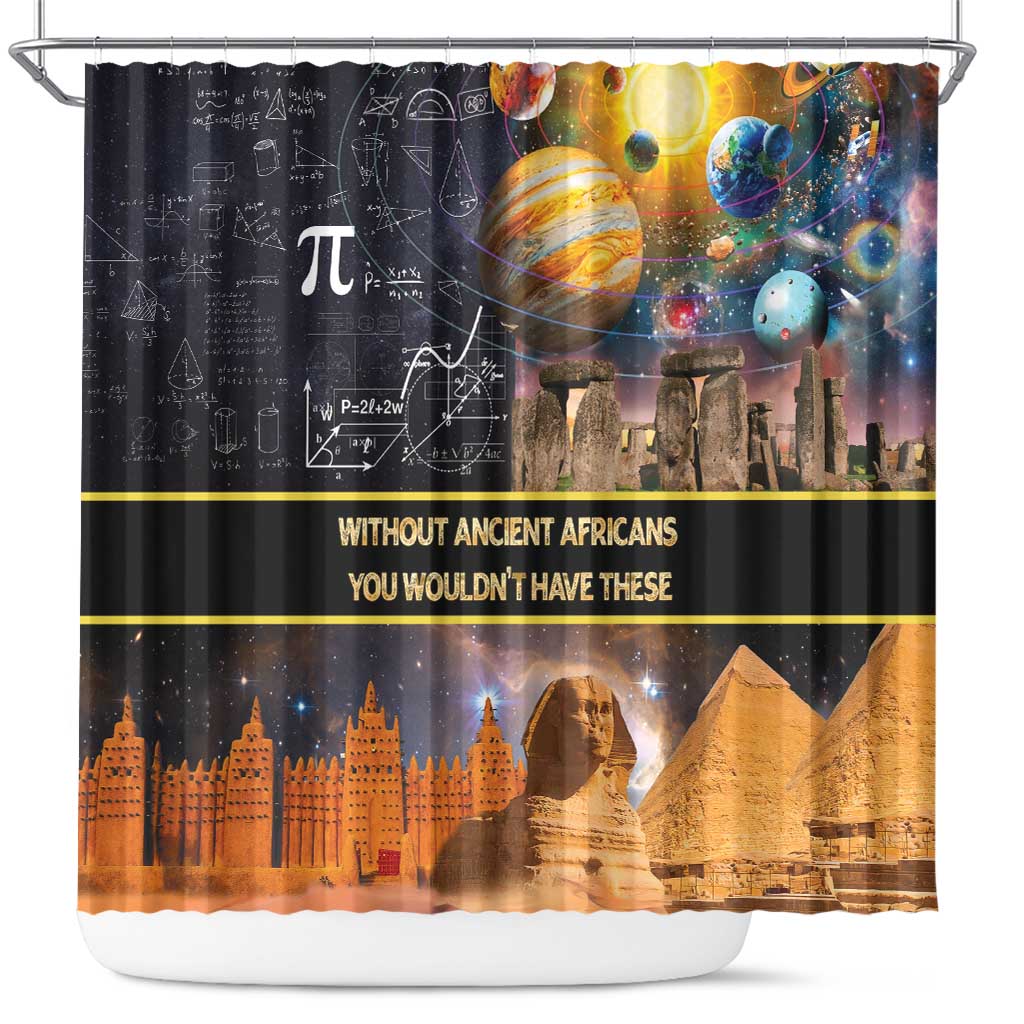 Ancient African Achievements Shower Curtain Egyptian Pyramids Galaxy DT04