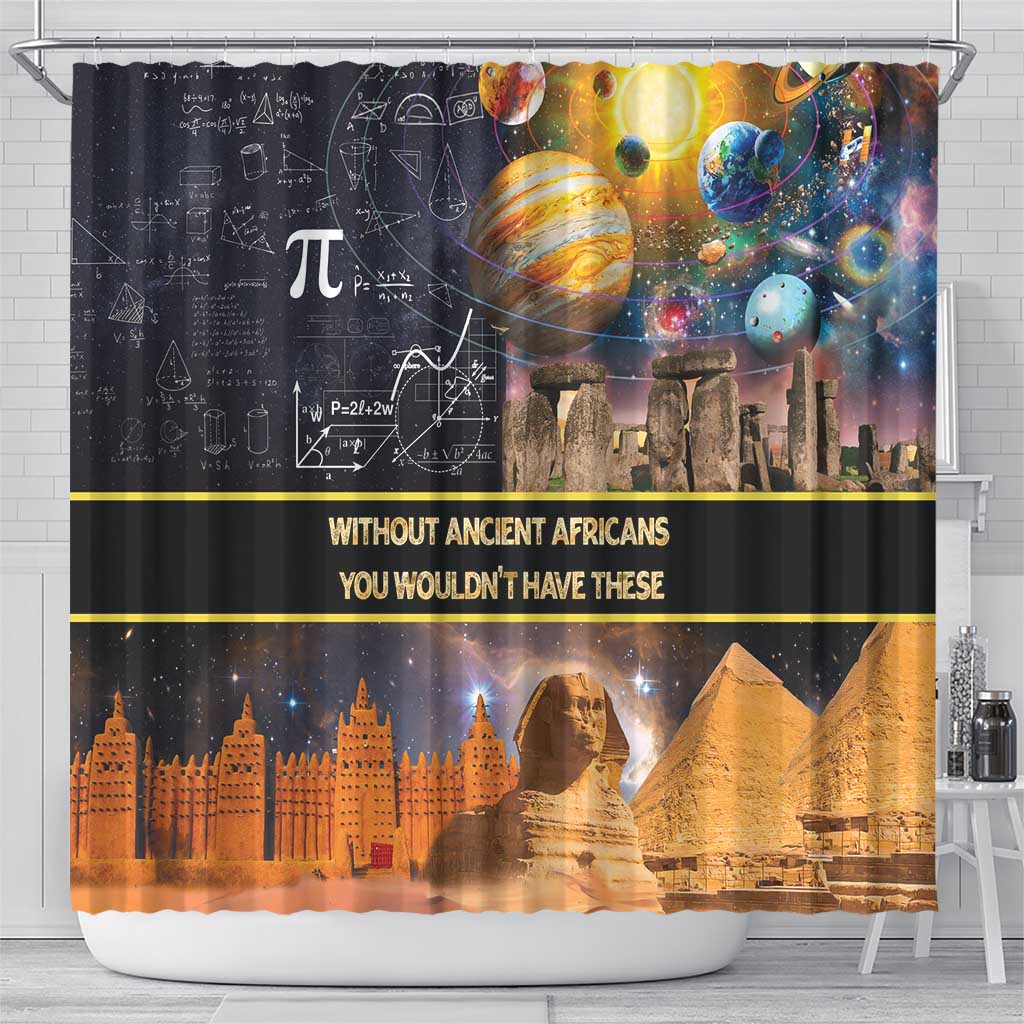 Ancient African Achievements Shower Curtain Egyptian Pyramids Galaxy DT04