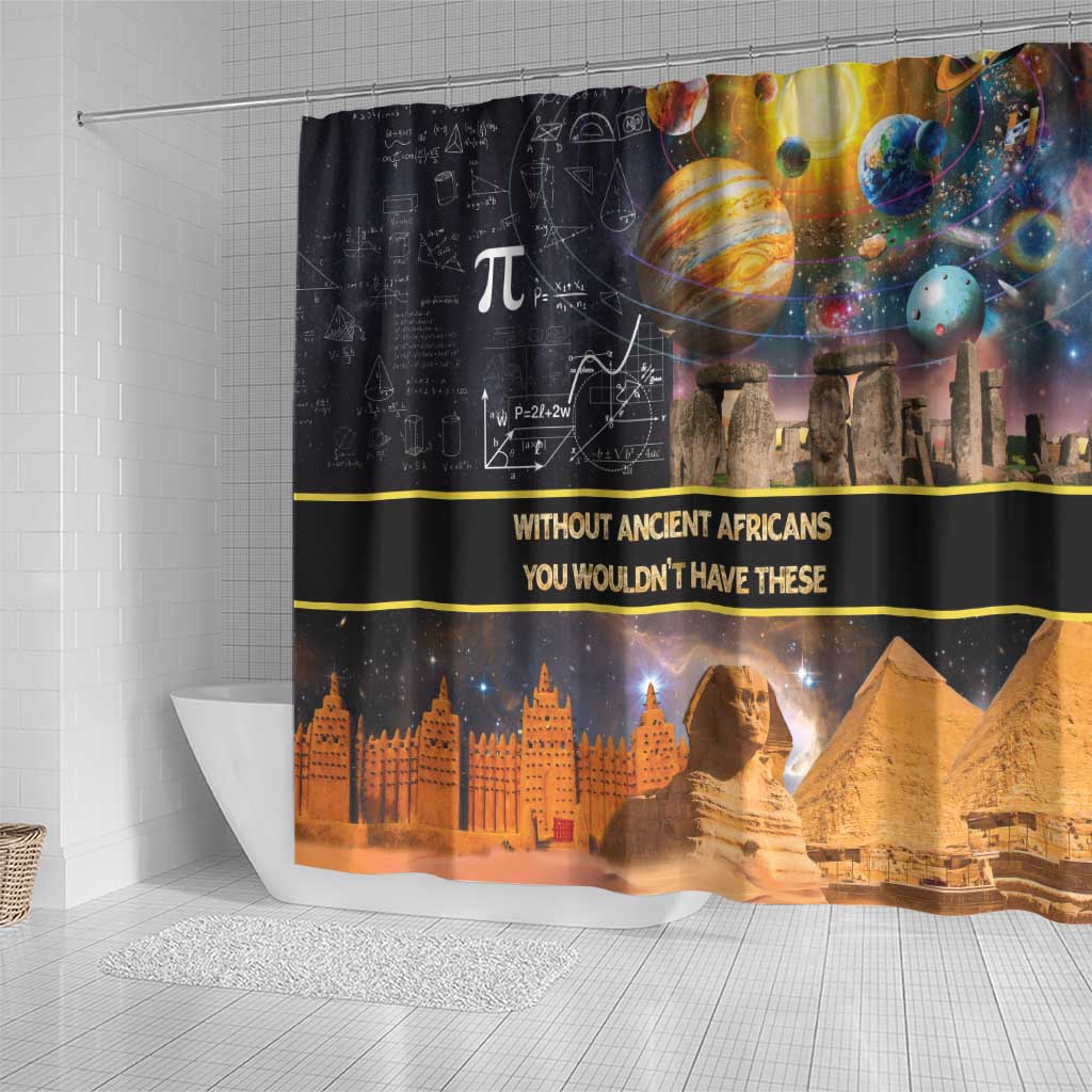 Ancient African Achievements Shower Curtain Egyptian Pyramids Galaxy DT04