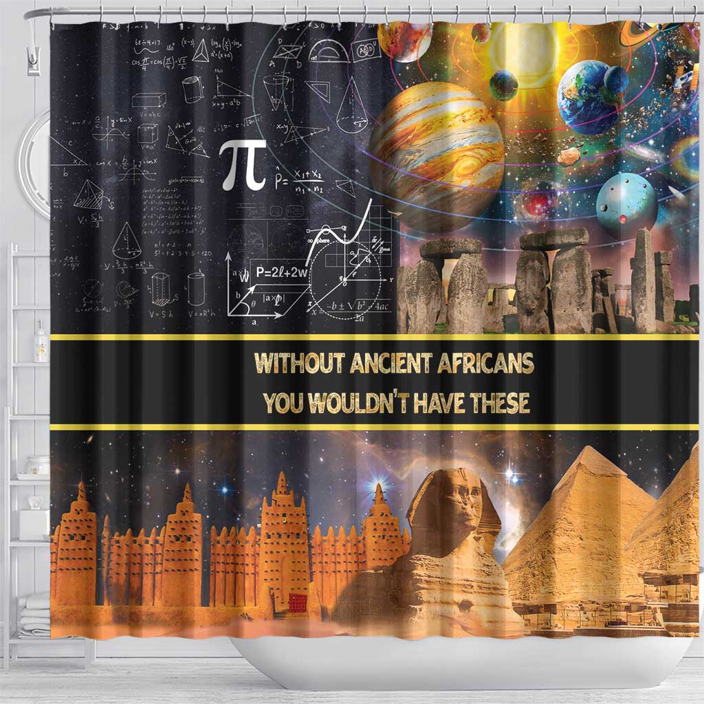 Ancient African Achievements Shower Curtain Egyptian Pyramids Galaxy DT04