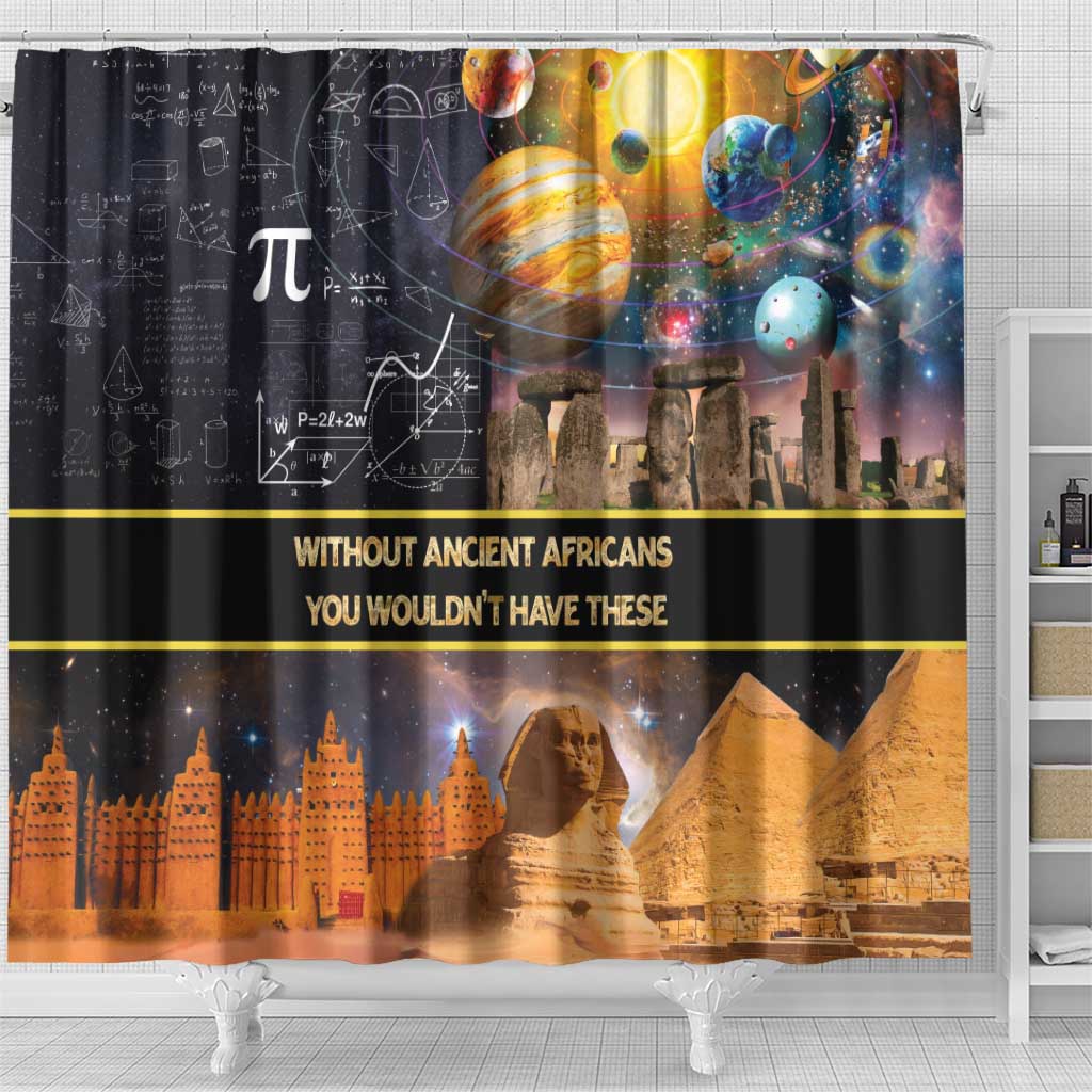 Ancient African Achievements Shower Curtain Egyptian Pyramids Galaxy DT04