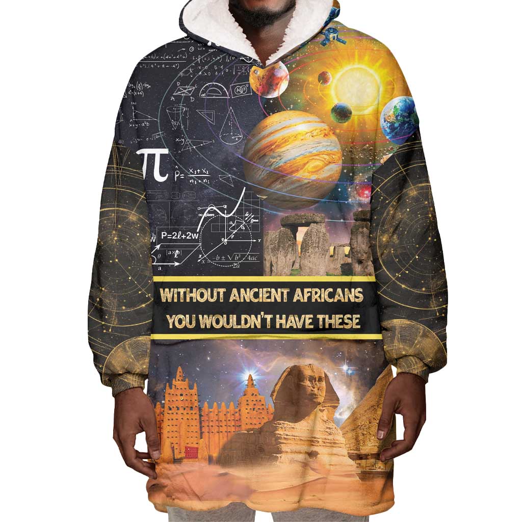 Afro Egyptian Pyramids Wearable Blanket Hoodie Ancient African Achievements Galaxy DT04