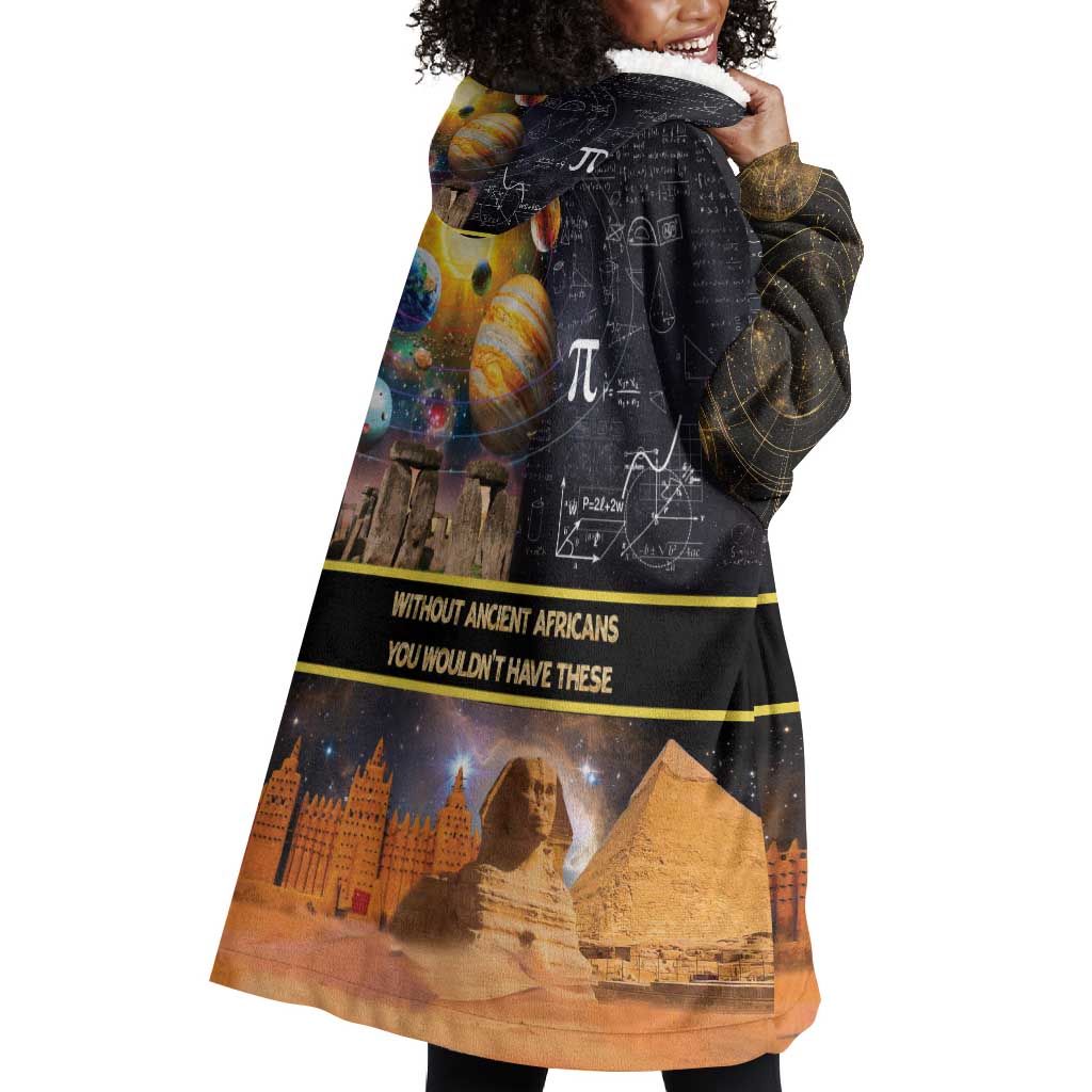 Afro Egyptian Pyramids Wearable Blanket Hoodie Ancient African Achievements Galaxy DT04
