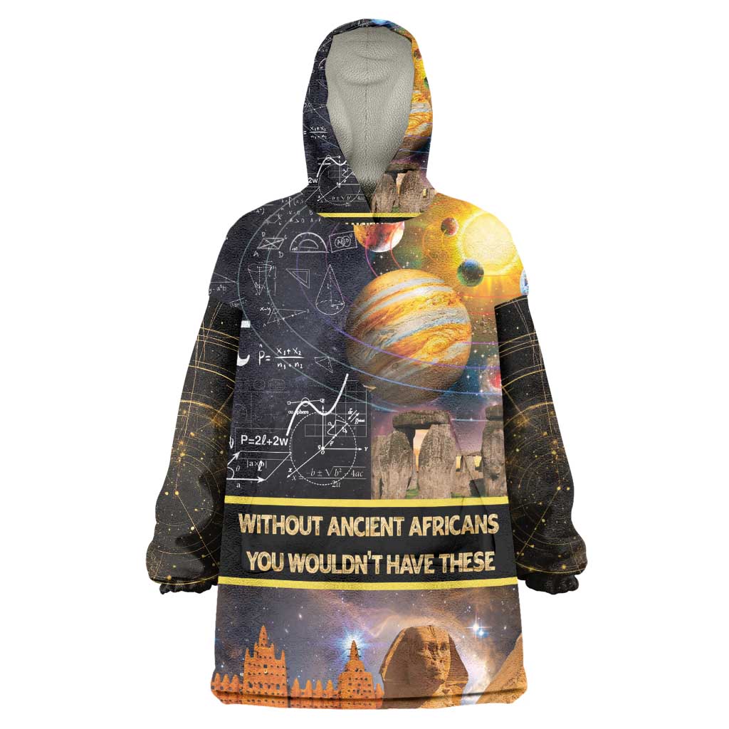 Afro Egyptian Pyramids Wearable Blanket Hoodie Ancient African Achievements Galaxy DT04