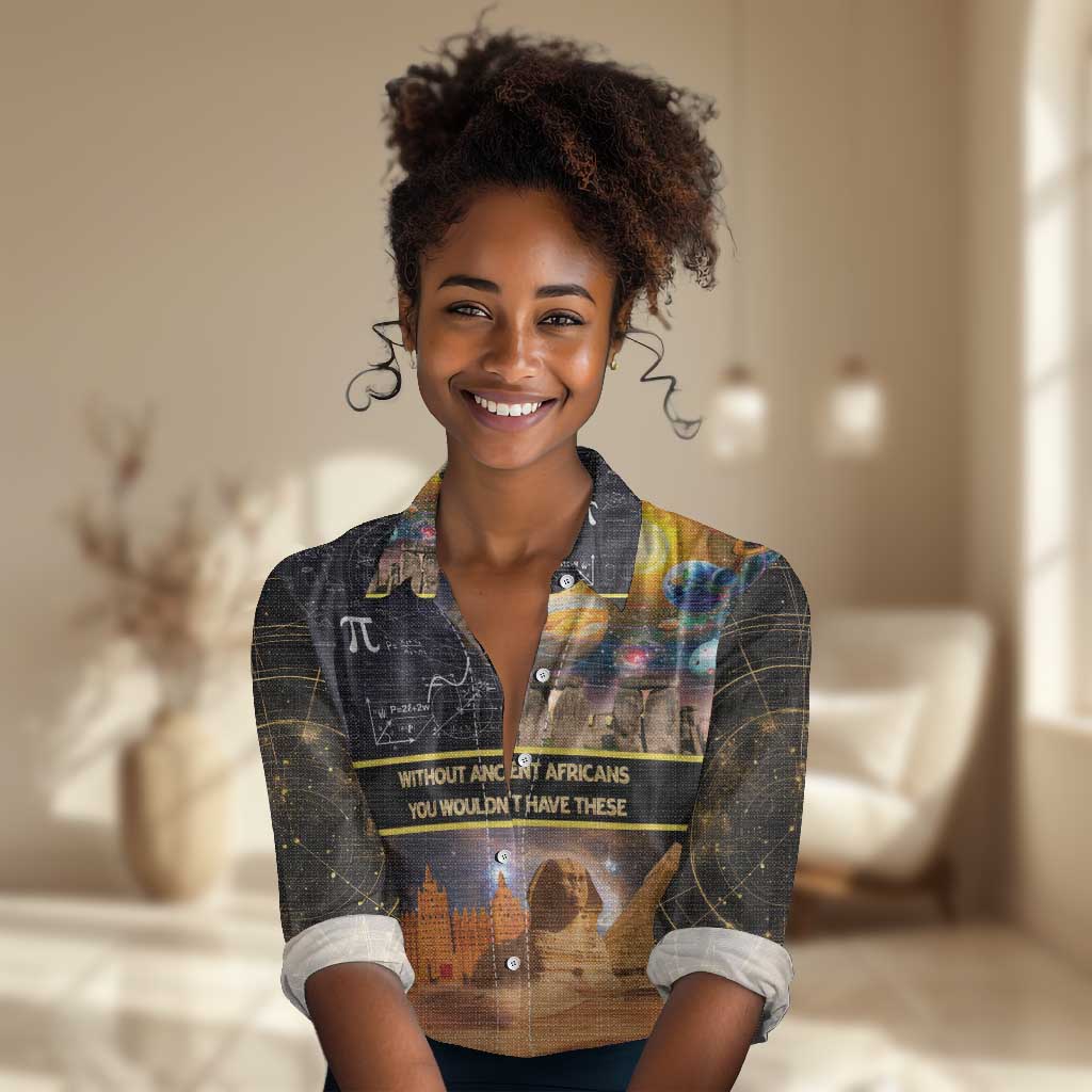 Afro Egyptian Pyramids Women Casual Shirt Ancient African Achievements Galaxy DT04