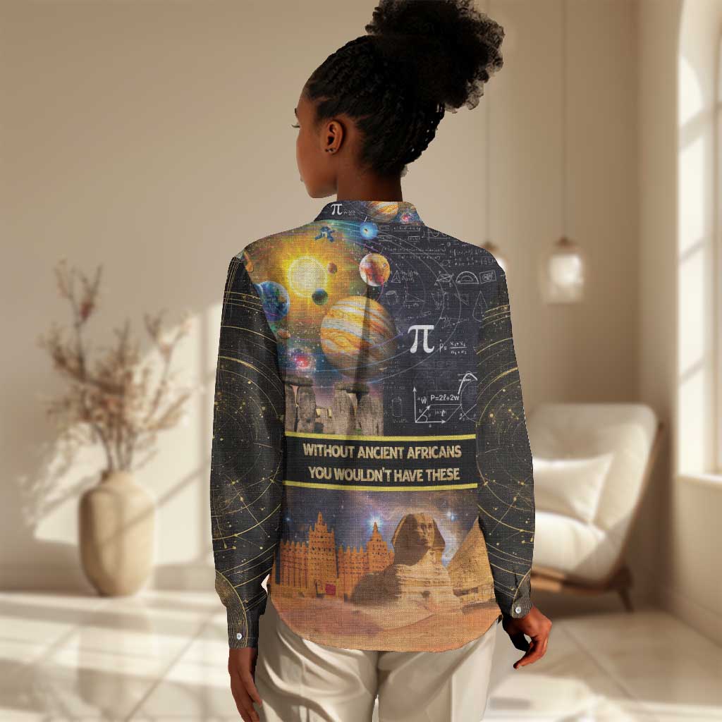 Afro Egyptian Pyramids Women Casual Shirt Ancient African Achievements Galaxy DT04