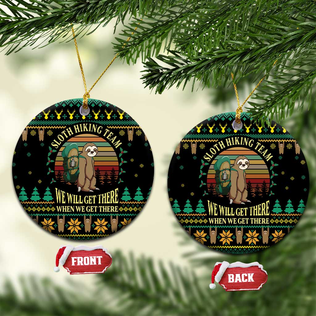 Sloth Team Christmas Holiday Ceramic Ornament Sloth Hiking Team DT04