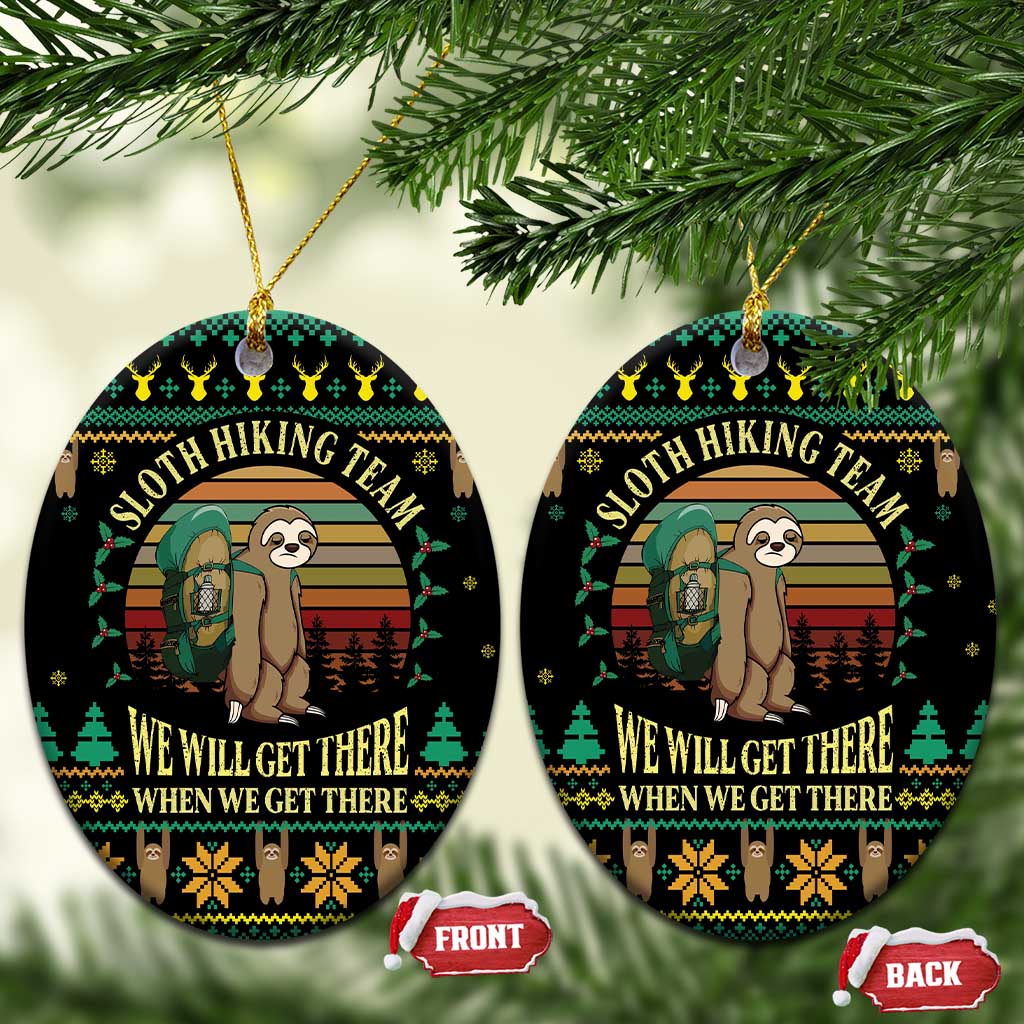 Sloth Team Christmas Holiday Ceramic Ornament Sloth Hiking Team DT04