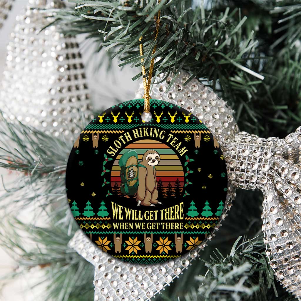 Sloth Team Christmas Holiday Ceramic Ornament Sloth Hiking Team DT04