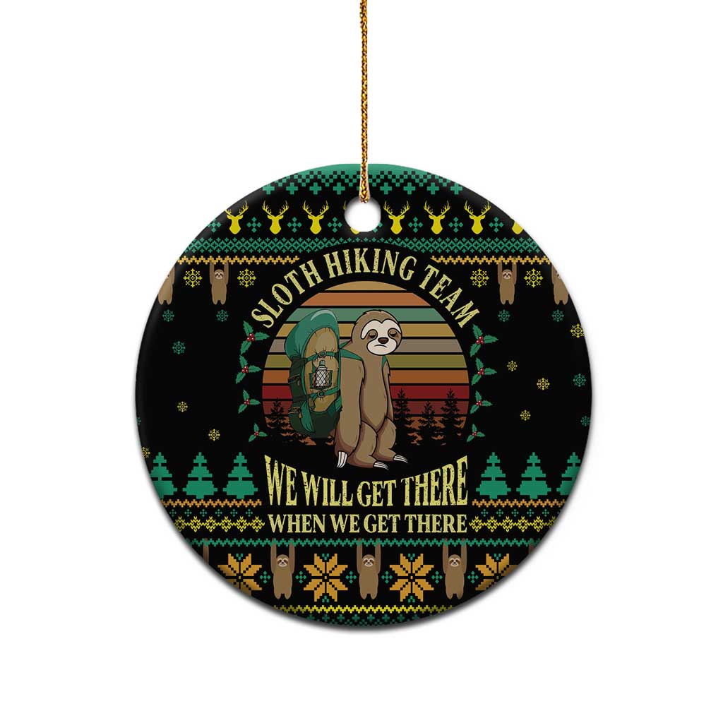 Sloth Team Christmas Holiday Ceramic Ornament Sloth Hiking Team DT04
