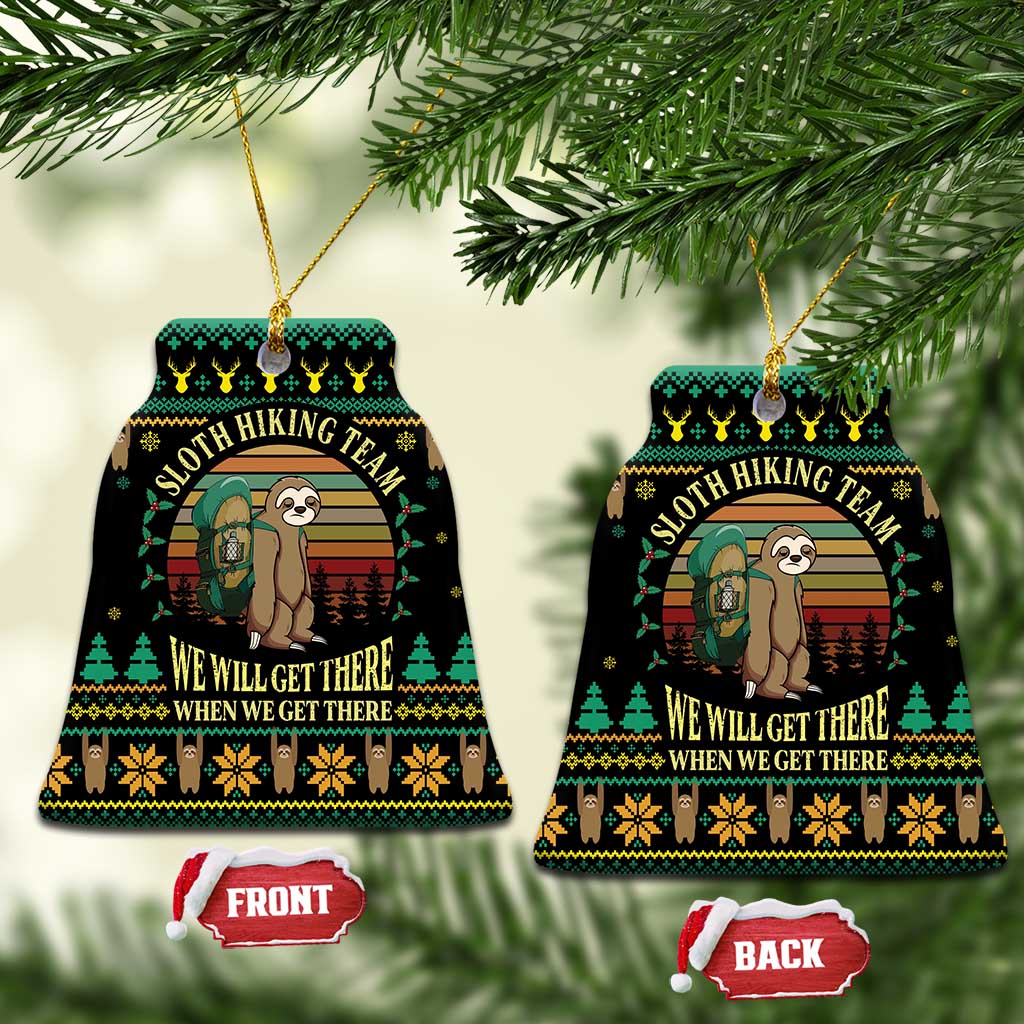 Sloth Team Christmas Holiday Ceramic Ornament Sloth Hiking Team DT04
