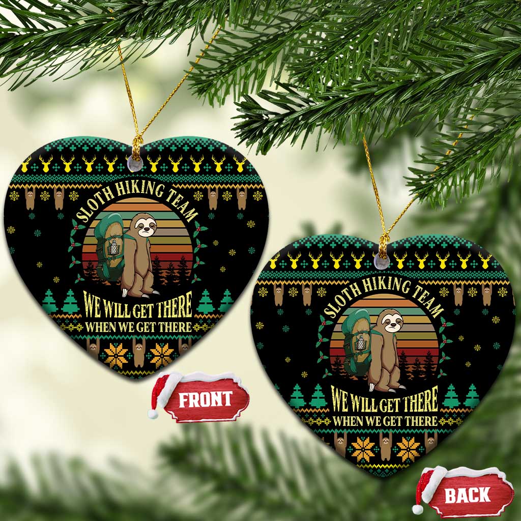 Sloth Team Christmas Holiday Ceramic Ornament Sloth Hiking Team DT04