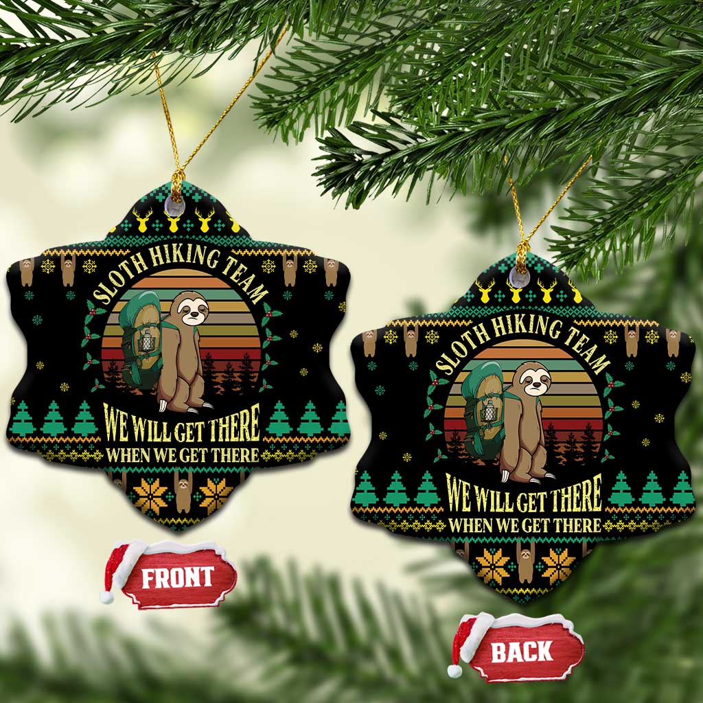 Sloth Team Christmas Holiday Ceramic Ornament Sloth Hiking Team DT04