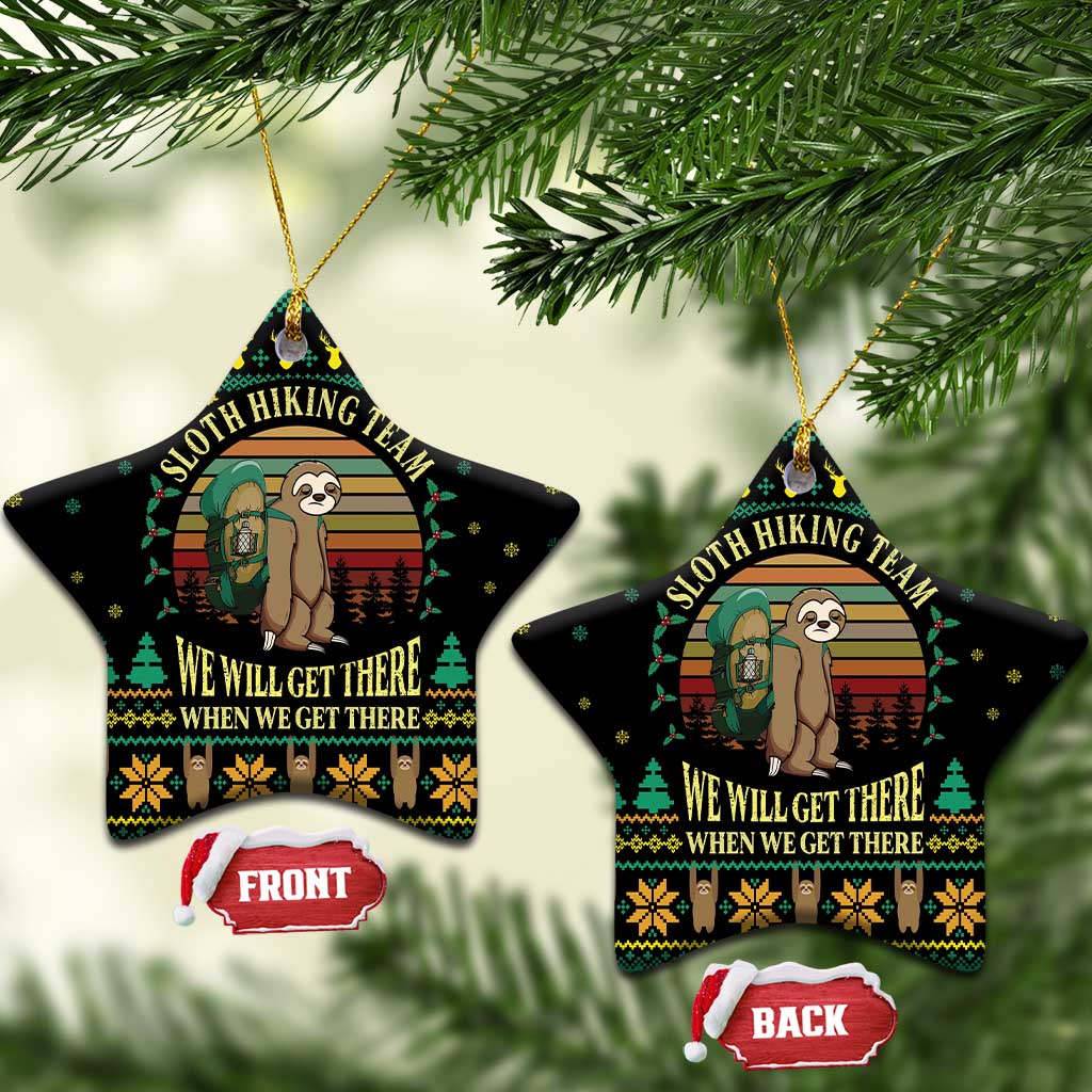 Sloth Team Christmas Holiday Ceramic Ornament Sloth Hiking Team DT04