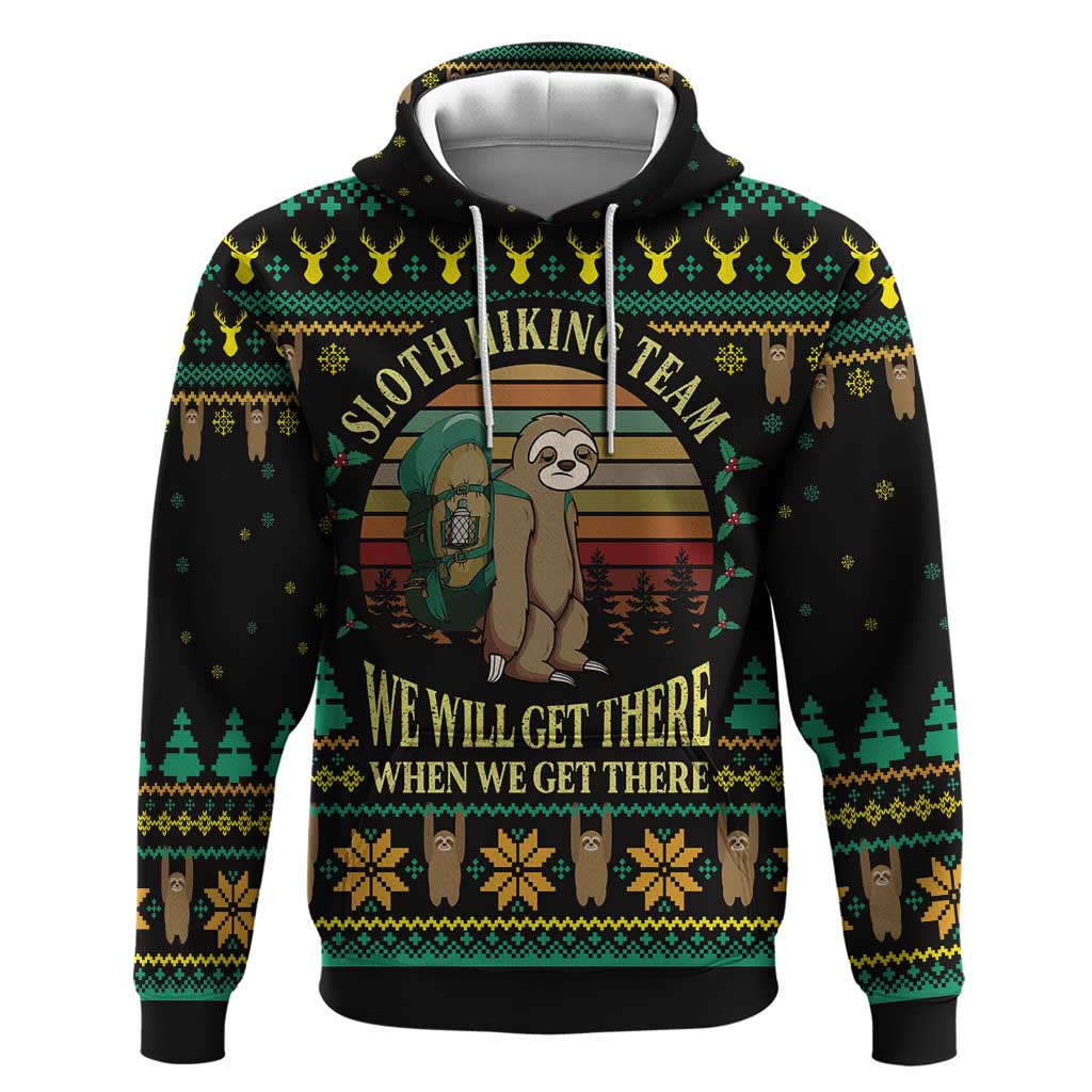 Sloth Team Christmas Holiday Hoodie Sloth Hiking Team DT04