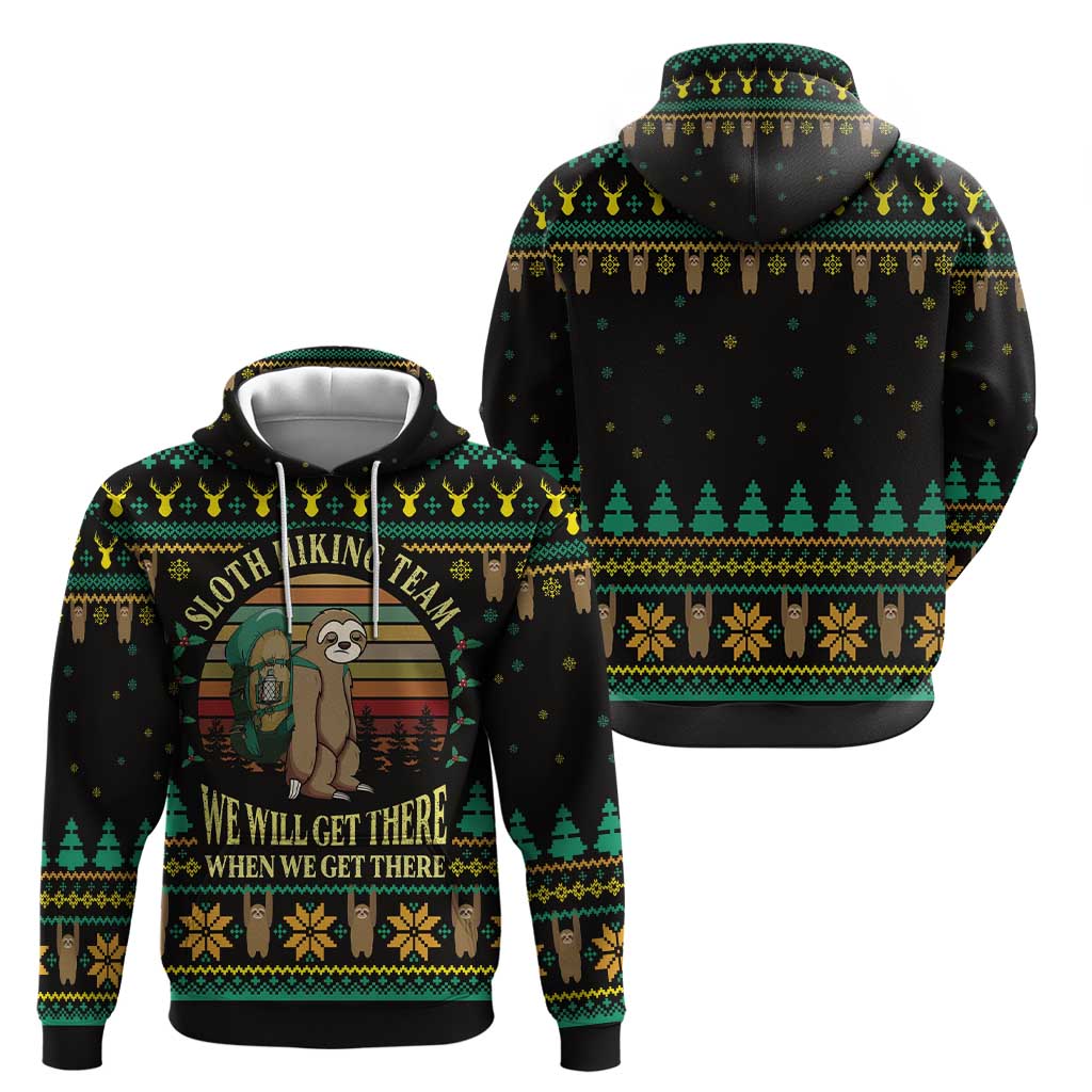 Sloth Team Christmas Holiday Hoodie Sloth Hiking Team DT04