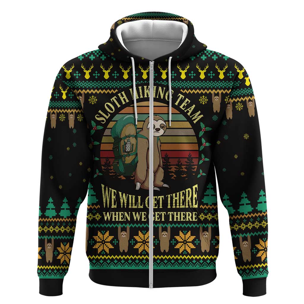 Sloth Team Christmas Holiday Hoodie Sloth Hiking Team DT04