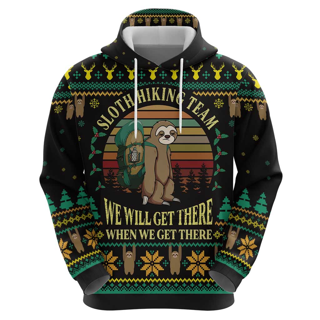 Sloth Team Christmas Holiday Hoodie Sloth Hiking Team DT04