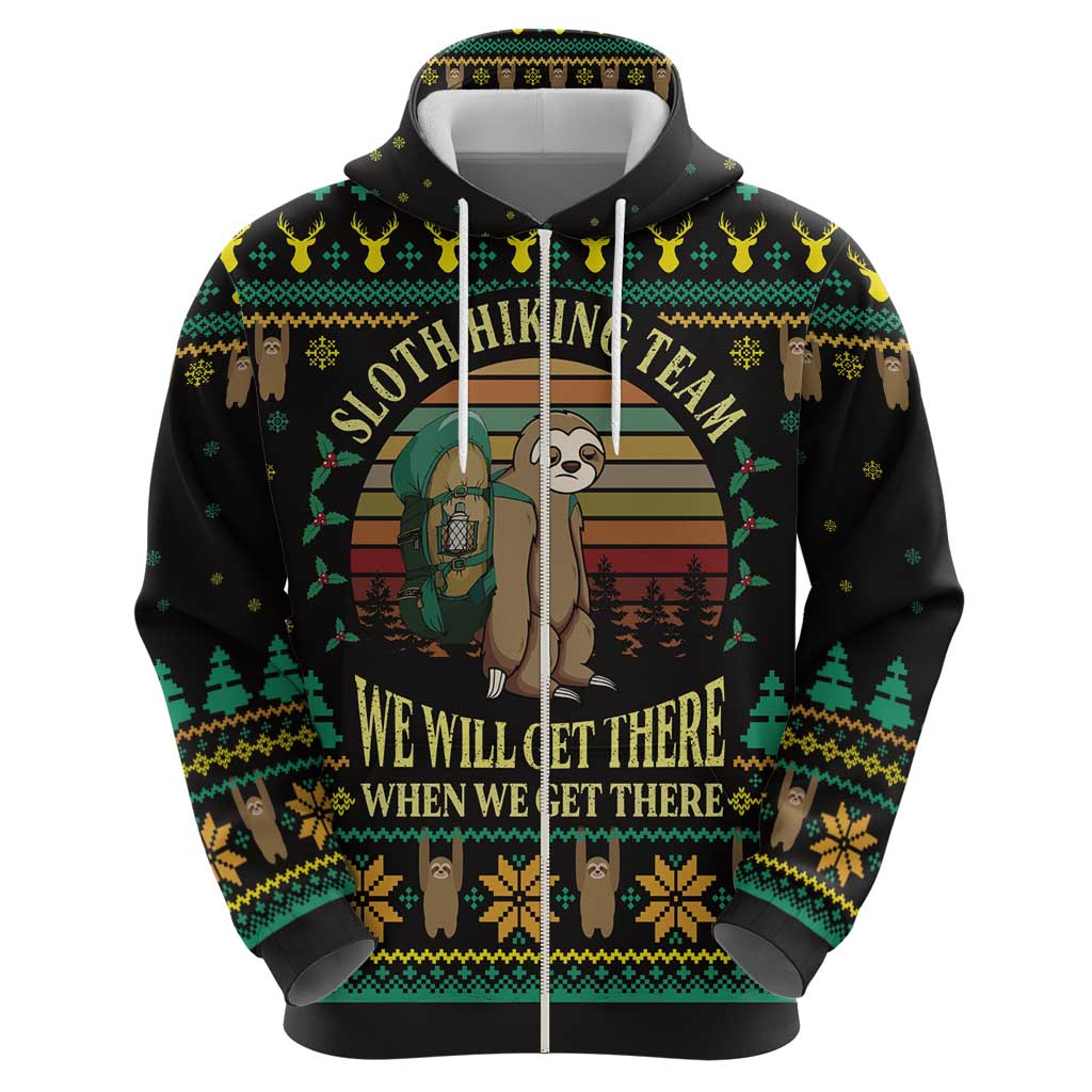 Sloth Team Christmas Holiday Hoodie Sloth Hiking Team DT04