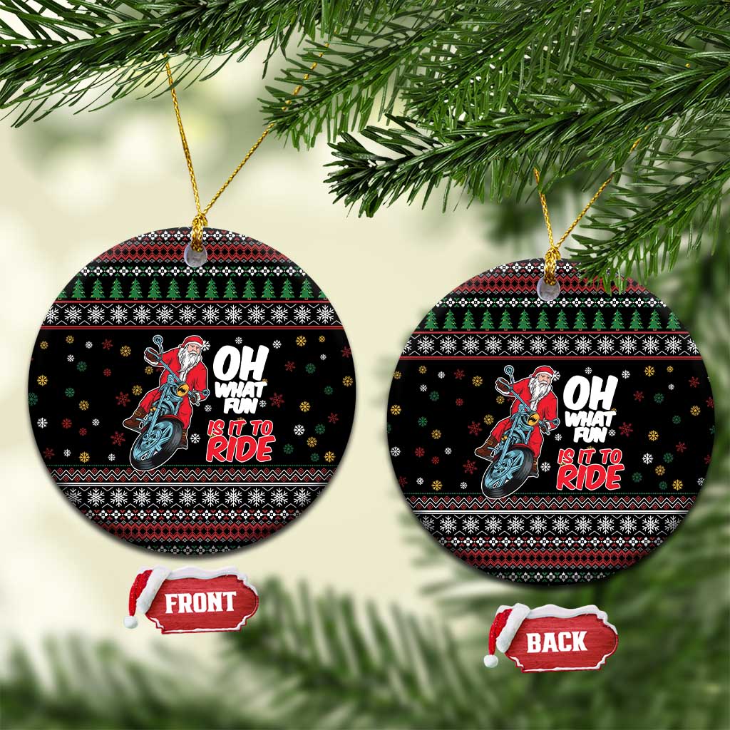 Santa And Motor Ceramic Ornament Santa Claus And Joy On A Motorcycle DT04