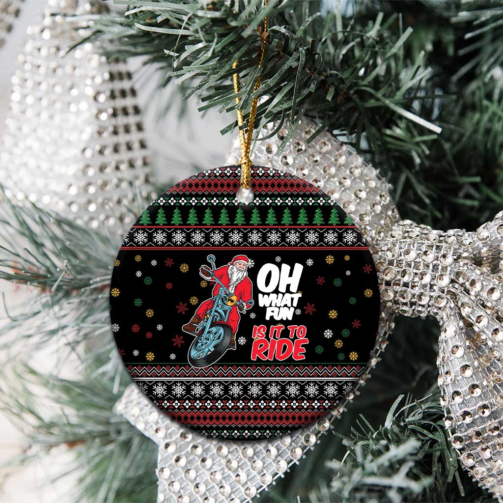 Santa And Motor Ceramic Ornament Santa Claus And Joy On A Motorcycle DT04