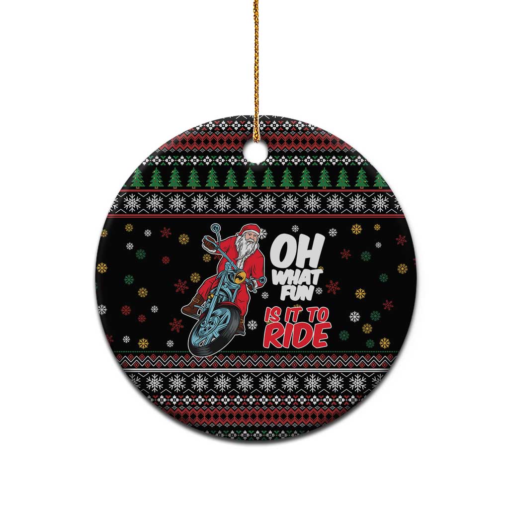 Santa And Motor Ceramic Ornament Santa Claus And Joy On A Motorcycle DT04