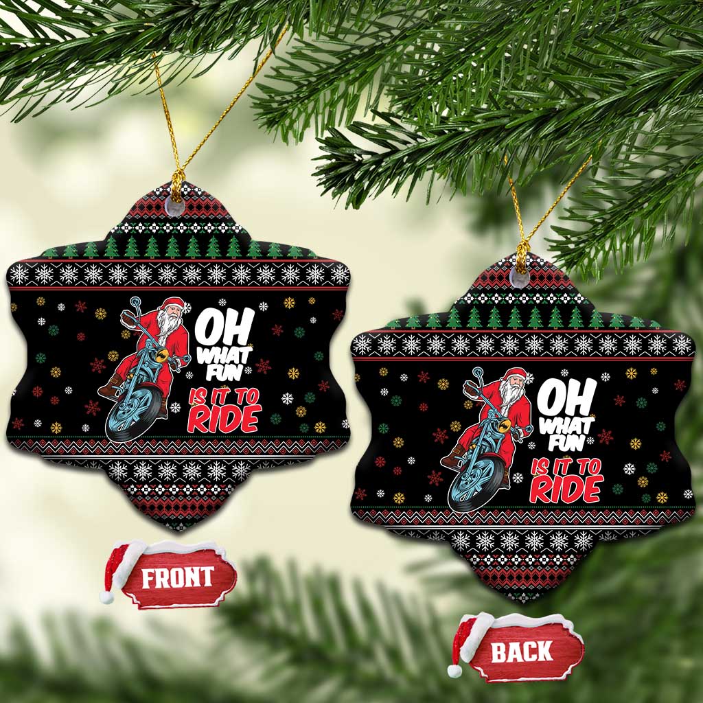 Santa And Motor Ceramic Ornament Santa Claus And Joy On A Motorcycle DT04