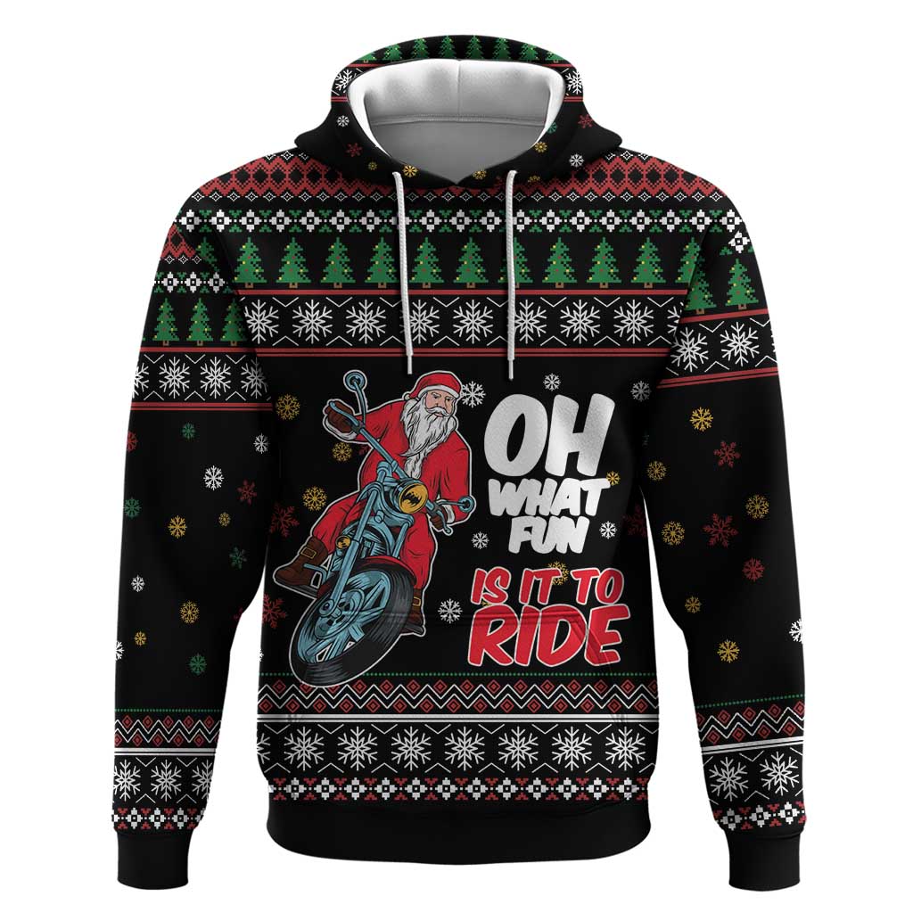 Santa And Motor Hoodie Santa Claus And Joy On A Motorcycle DT04