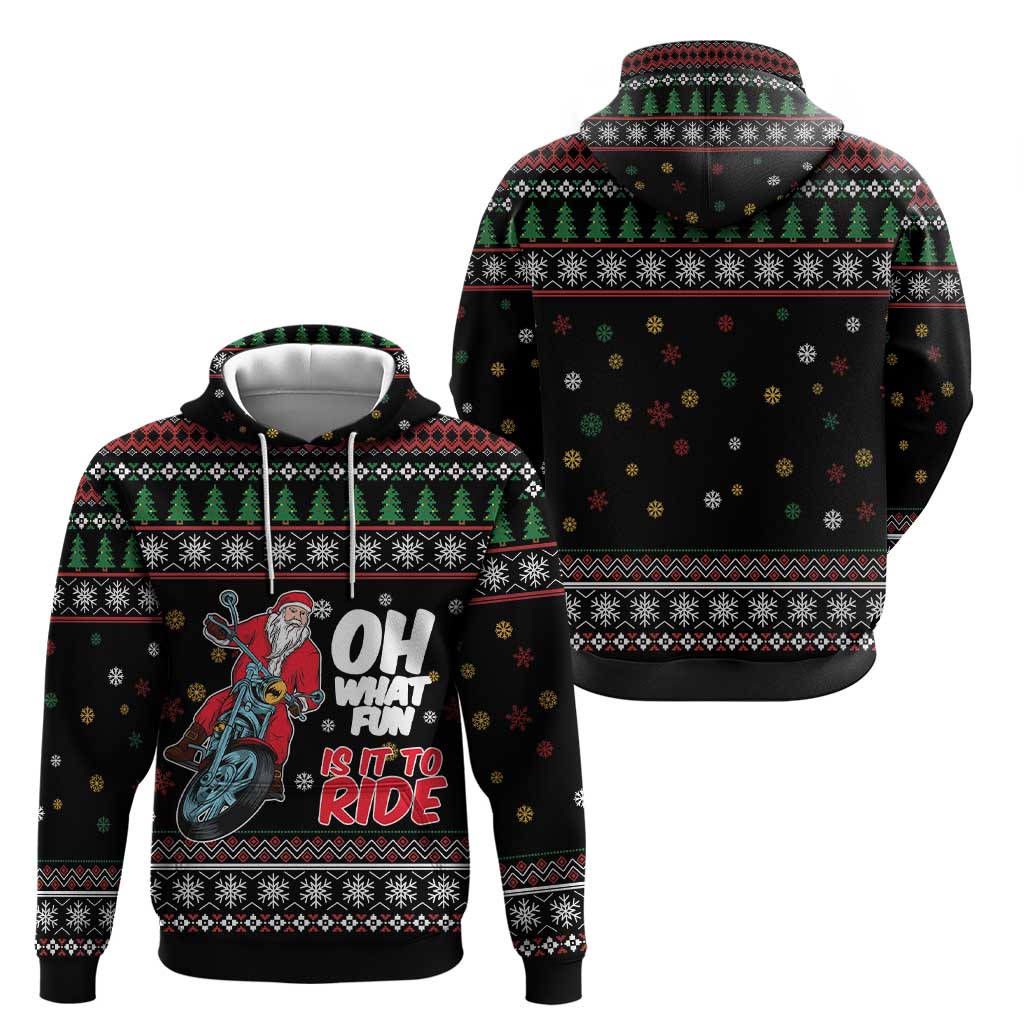 Santa And Motor Hoodie Santa Claus And Joy On A Motorcycle DT04