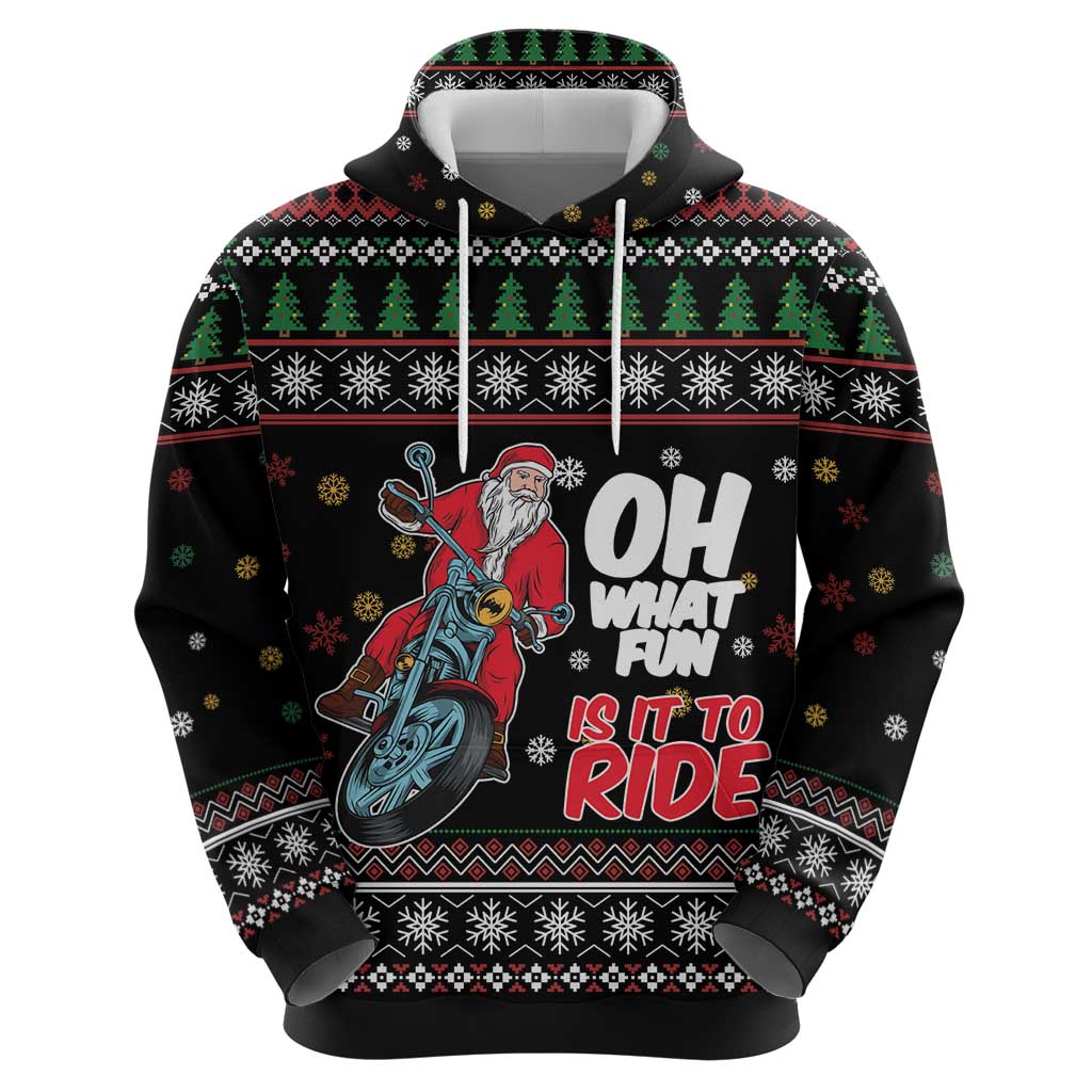 Santa And Motor Hoodie Santa Claus And Joy On A Motorcycle DT04