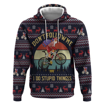 Santa Claus On Mountain Bike Hoodie Christmas Gifts DT04