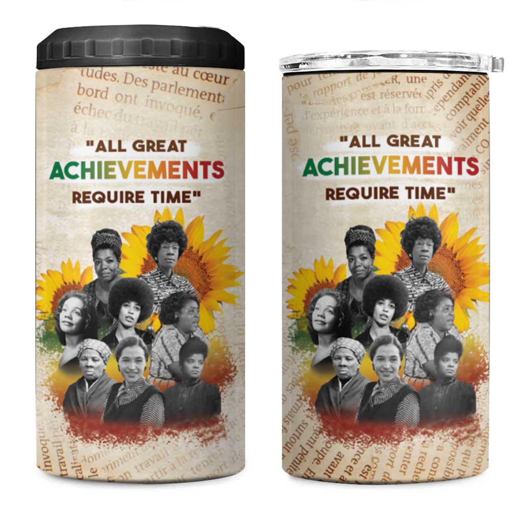 African Achievements 4 in 1 Can Cooler Tumbler Civil Rights Female Leaders Sunflower DT04