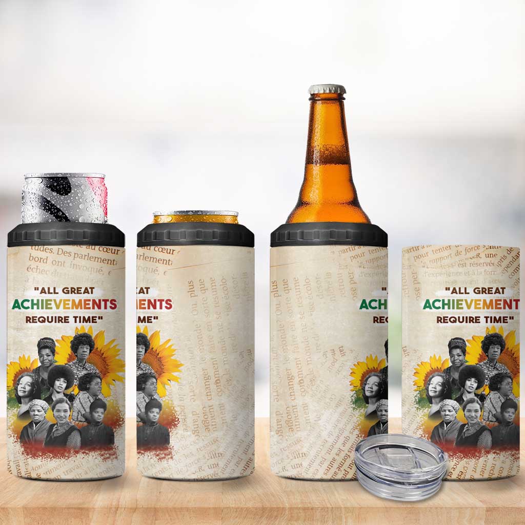 African Achievements 4 in 1 Can Cooler Tumbler Civil Rights Female Leaders Sunflower DT04