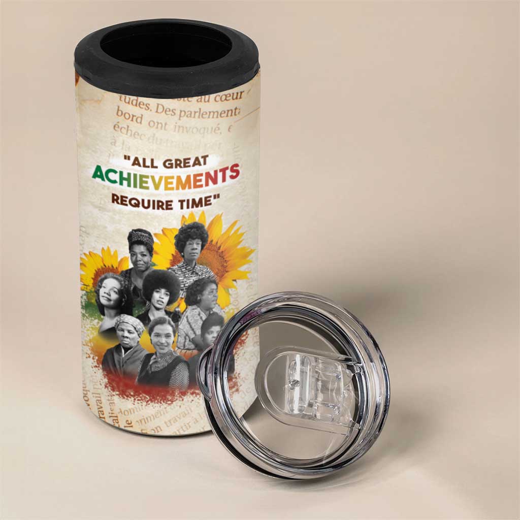 African Achievements 4 in 1 Can Cooler Tumbler Civil Rights Female Leaders Sunflower DT04